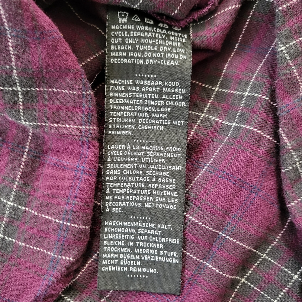 Harley-Davidson Women's Studded Pocket Flannel Shirt Magenta Plaid Size Medium - Picture 6 of 9